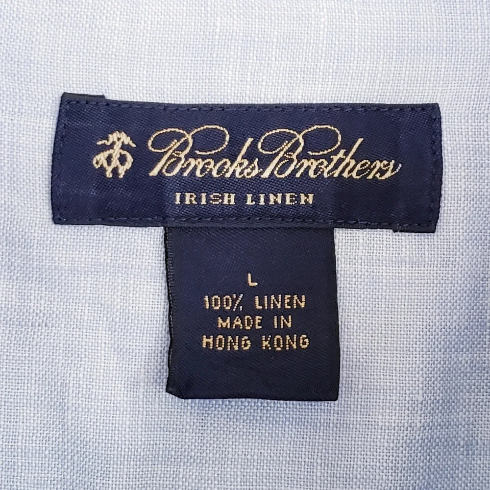 Brooks Brothers Irish Linen Light Blue Shirt 100% Linen - Picture 4 of 12